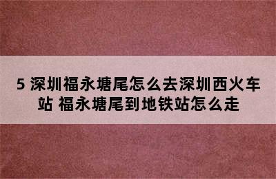 5 深圳福永塘尾怎么去深圳西火车站 福永塘尾到地铁站怎么走